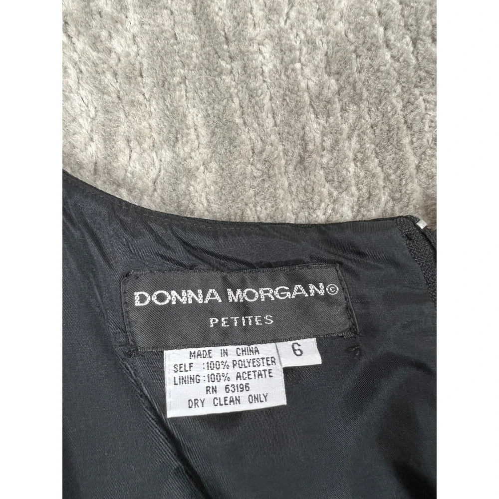 Donna Morgan Dress Womens 6P Black Sheath Short Sleeve Beaded Soutache Vintage‎